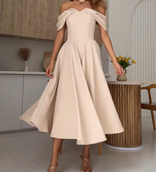 Isadora | Elegantne avatud õlgadega drapeeritud maksikleit