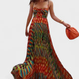 Aria | Maxi dress without sleeves, with an abstract pattern, A-line