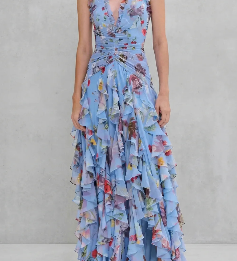 Belladina™ | Romantiline lillede maksikleit volangide detailidega