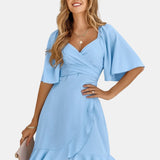 Claire | Summer blue midi dress with adjustable waist